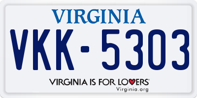 VA license plate VKK5303