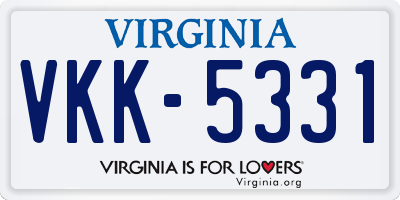 VA license plate VKK5331