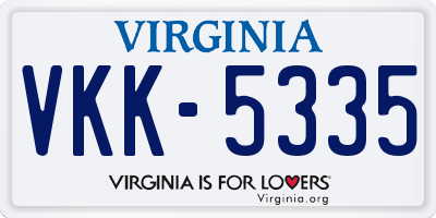 VA license plate VKK5335
