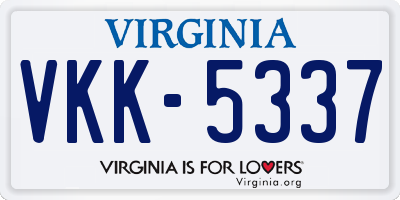 VA license plate VKK5337