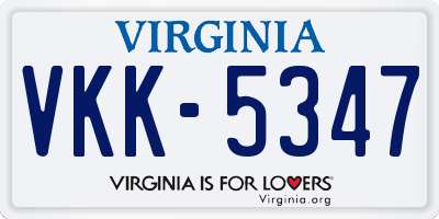 VA license plate VKK5347
