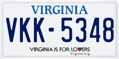 VA license plate VKK5348