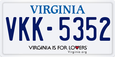VA license plate VKK5352