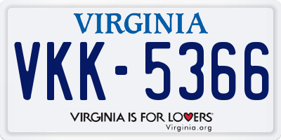 VA license plate VKK5366