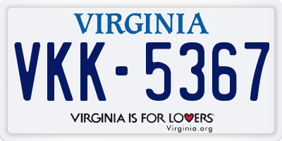 VA license plate VKK5367