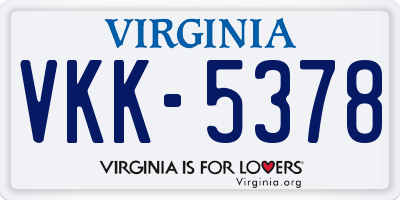 VA license plate VKK5378