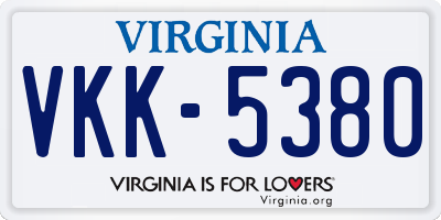 VA license plate VKK5380