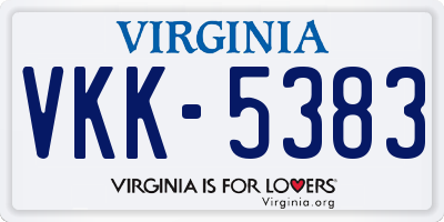 VA license plate VKK5383
