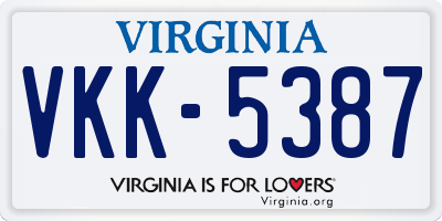 VA license plate VKK5387