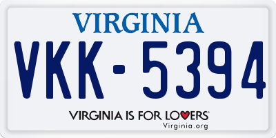 VA license plate VKK5394