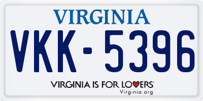 VA license plate VKK5396