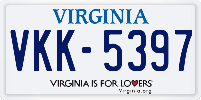 VA license plate VKK5397