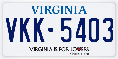 VA license plate VKK5403