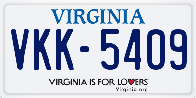 VA license plate VKK5409