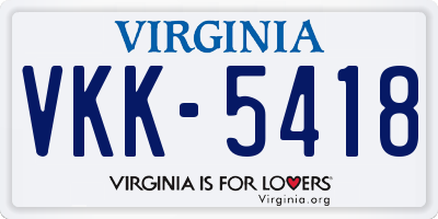 VA license plate VKK5418