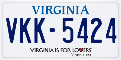 VA license plate VKK5424