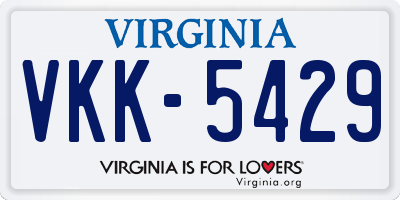 VA license plate VKK5429