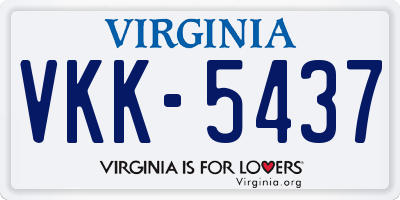 VA license plate VKK5437