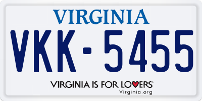 VA license plate VKK5455
