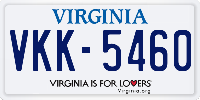 VA license plate VKK5460