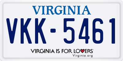 VA license plate VKK5461