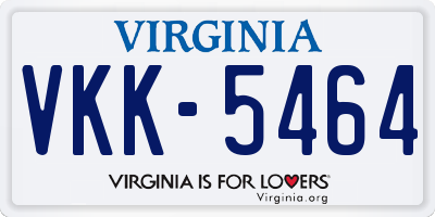VA license plate VKK5464