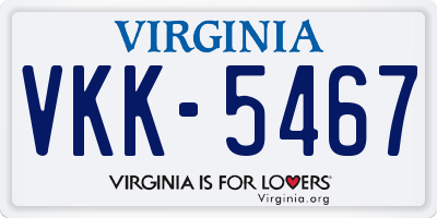 VA license plate VKK5467
