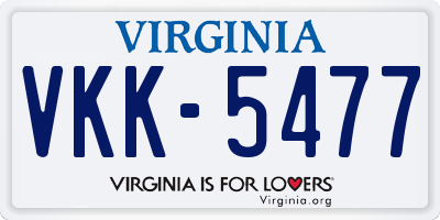 VA license plate VKK5477