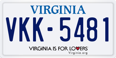VA license plate VKK5481
