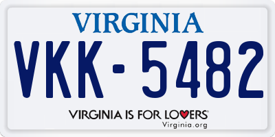 VA license plate VKK5482
