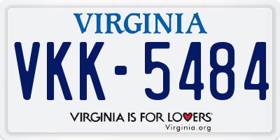 VA license plate VKK5484