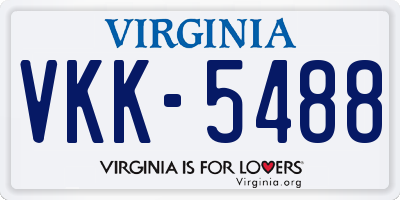 VA license plate VKK5488