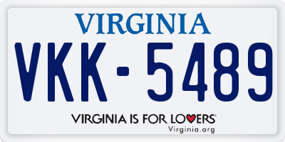 VA license plate VKK5489