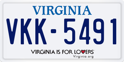 VA license plate VKK5491
