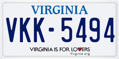 VA license plate VKK5494