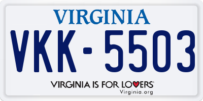 VA license plate VKK5503