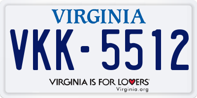 VA license plate VKK5512