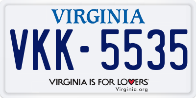 VA license plate VKK5535