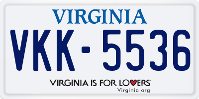 VA license plate VKK5536