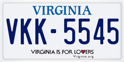 VA license plate VKK5545