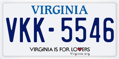 VA license plate VKK5546