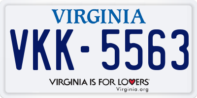 VA license plate VKK5563