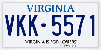 VA license plate VKK5571