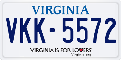 VA license plate VKK5572