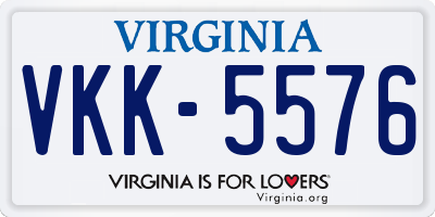 VA license plate VKK5576