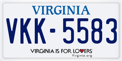 VA license plate VKK5583