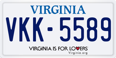 VA license plate VKK5589