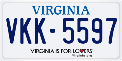 VA license plate VKK5597