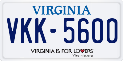 VA license plate VKK5600