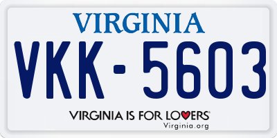 VA license plate VKK5603